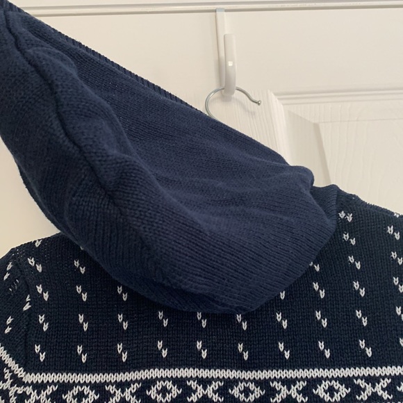 Reindeer Blue and White Knit Hooded Sweater - Picture 5 of 8